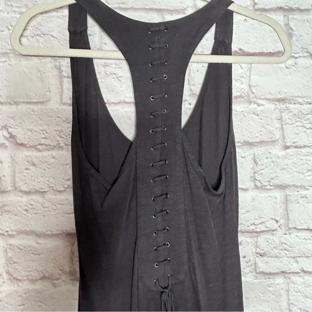 Elizabeth & James Gray Lace Up Racerback Maxi Dress